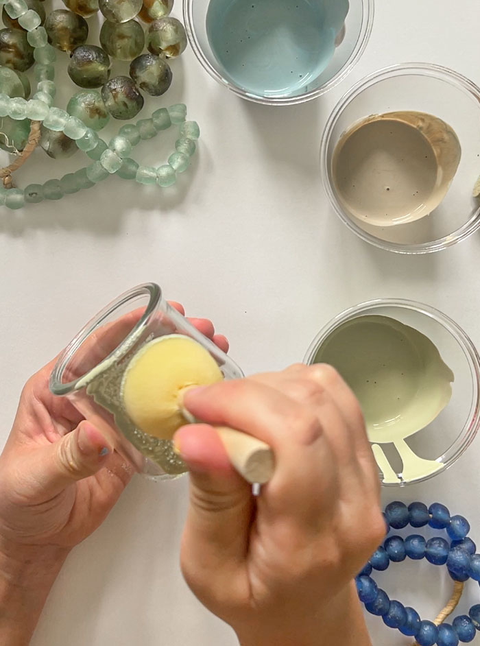 Apply paint to glass with sponge dauber