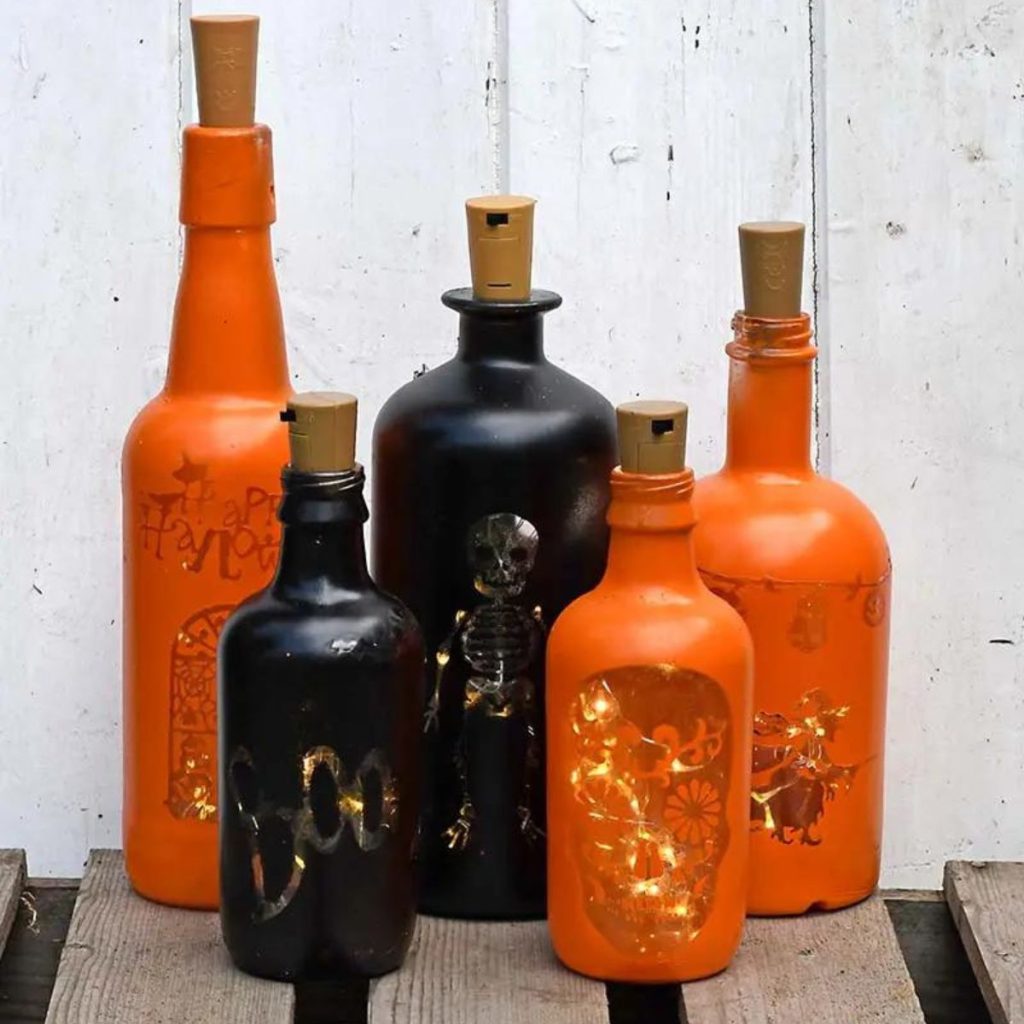 Halloween Lights With Old Bottles