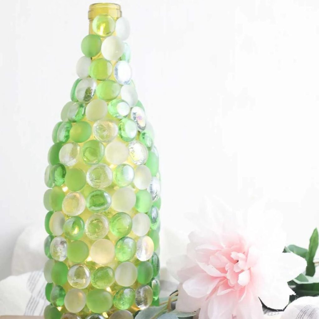 Wine Bottles Decorated with Glass Beads