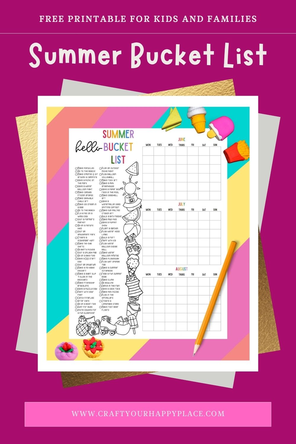 Free Summer Bucket List Printable for Kids and Families - Craft Your ...