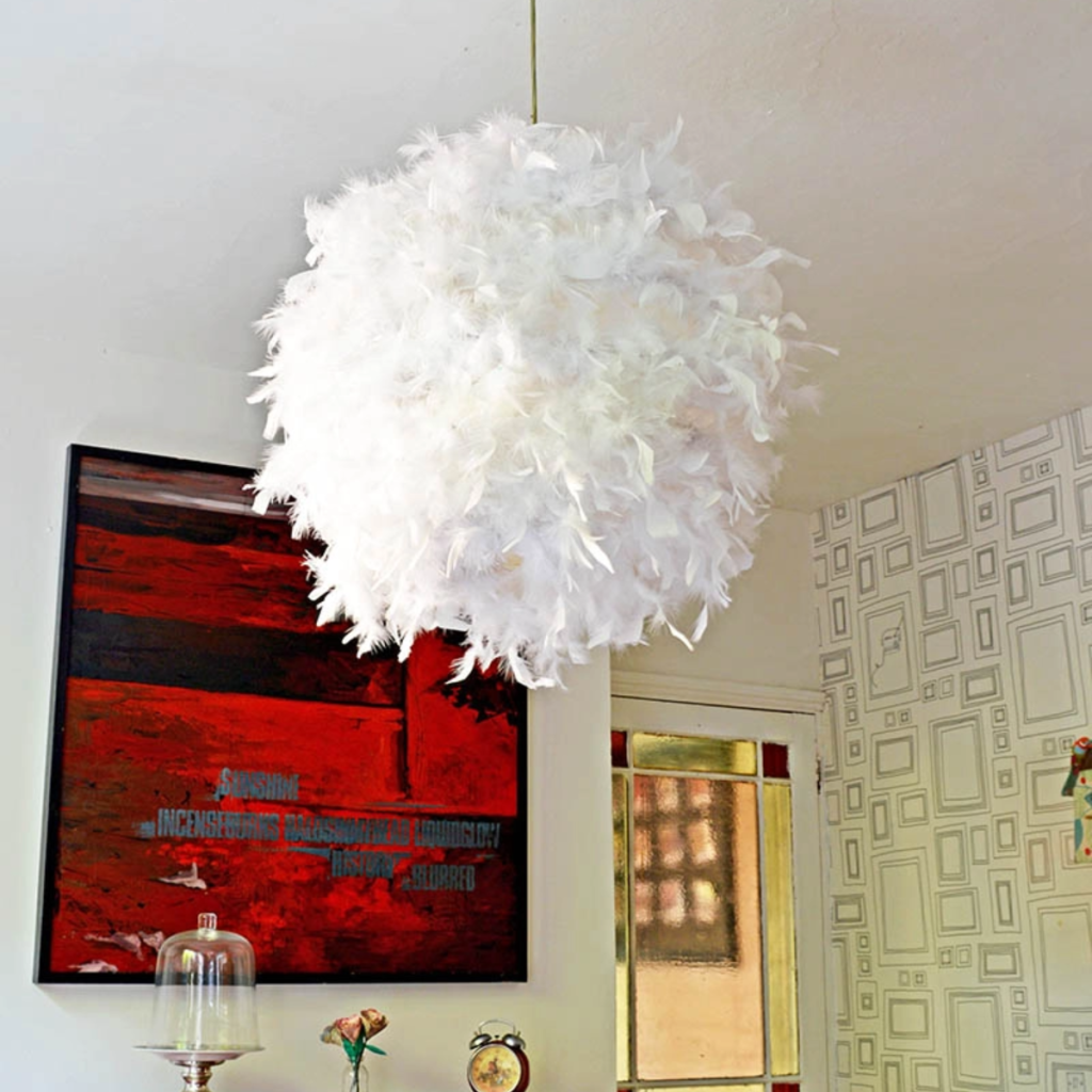 White Feather Lampshade