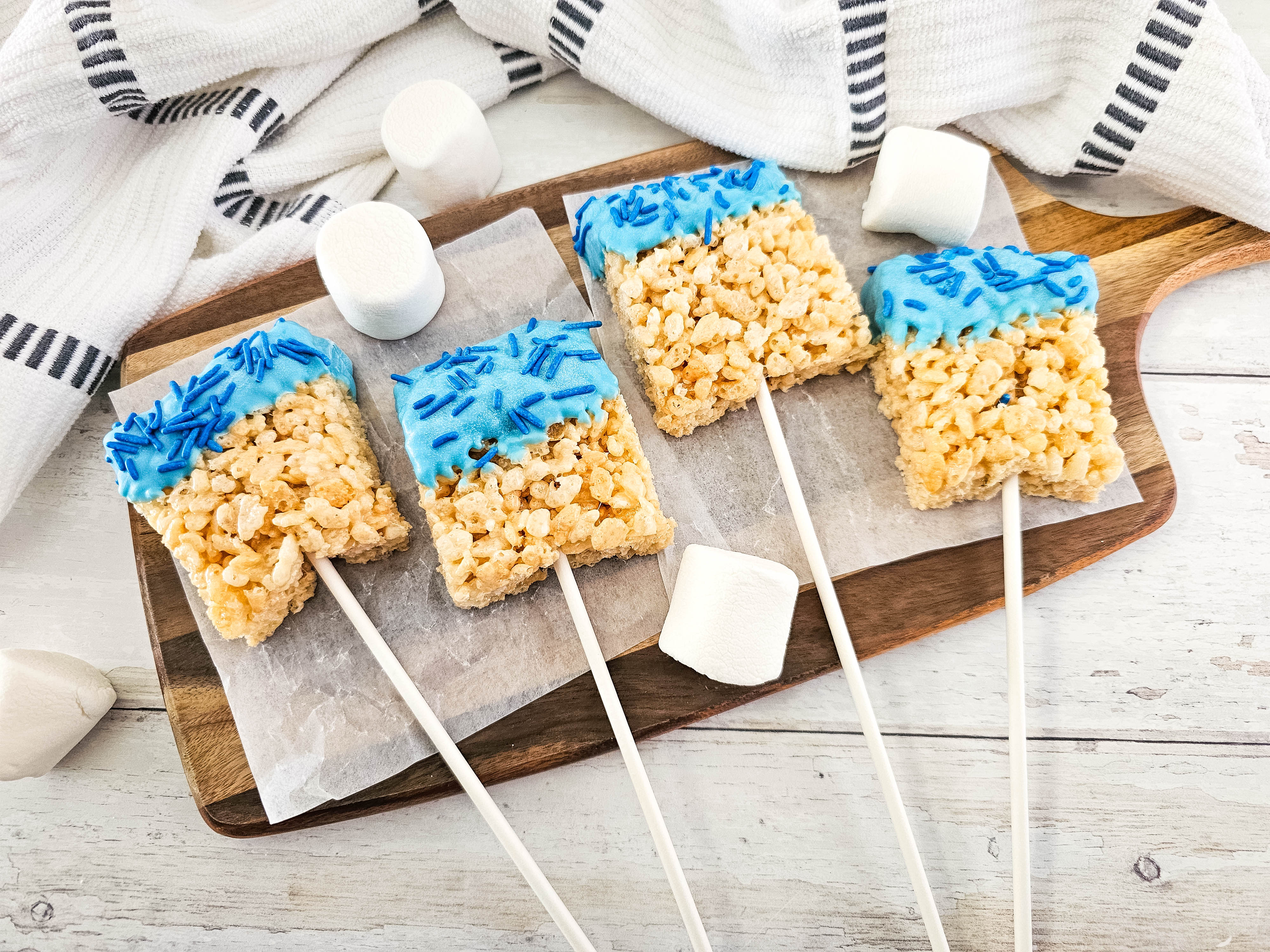 Blue Candy Coated Rice Krispies Pops - Craft Your Happy Place