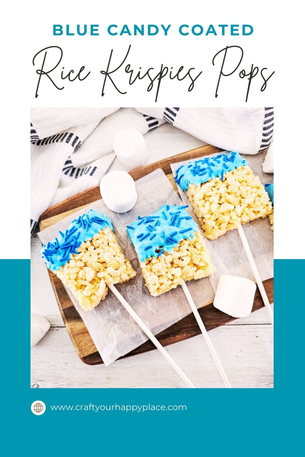 Blue Candy Coated Rice Krispies Pops - Craft Your Happy Place