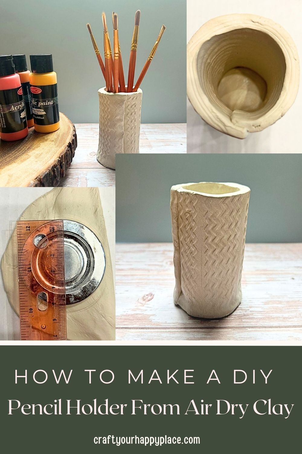 How to Make a DIY Pen Holder From Air Dry Clay - Craft Your Happy Place