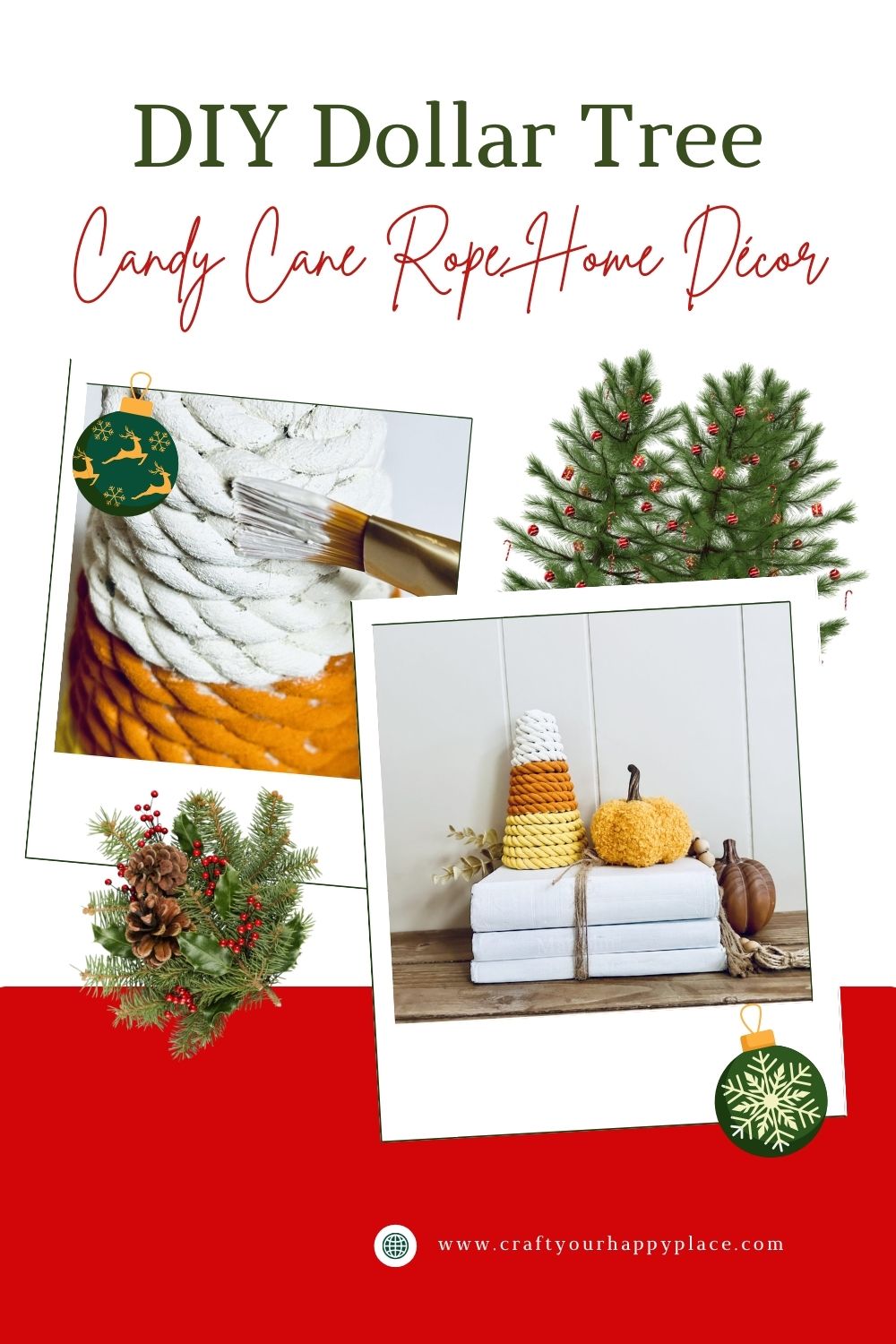 DIY Dollar Tree Candy Cane Rope Home Décor - Craft Your Happy Place