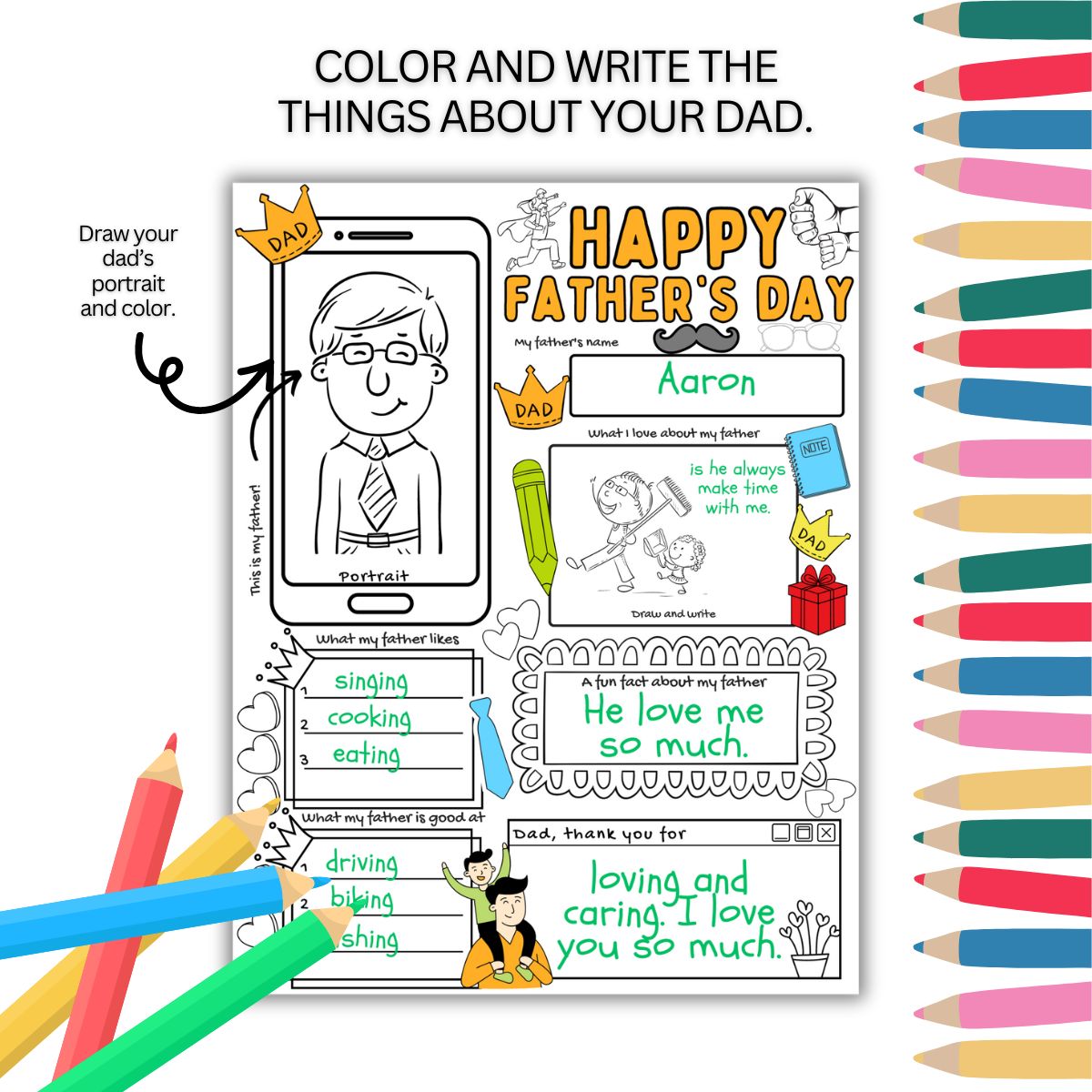 All About Dad Coloring Pages - Image 3